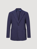 Blue Single Breasted Cotton Tailored Jacket