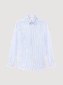 Blue & White Ticking Stripe Button Down Cotton Shirt