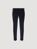 Navy Single Pleat Corduroy Tailored Trouser