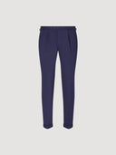 Blue Single Pleat Cotton Tailored Trouser