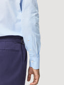 Blue Single Pleat Cotton Tailored Trouser