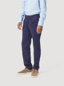 Blue Single Pleat Cotton Tailored Trouser
