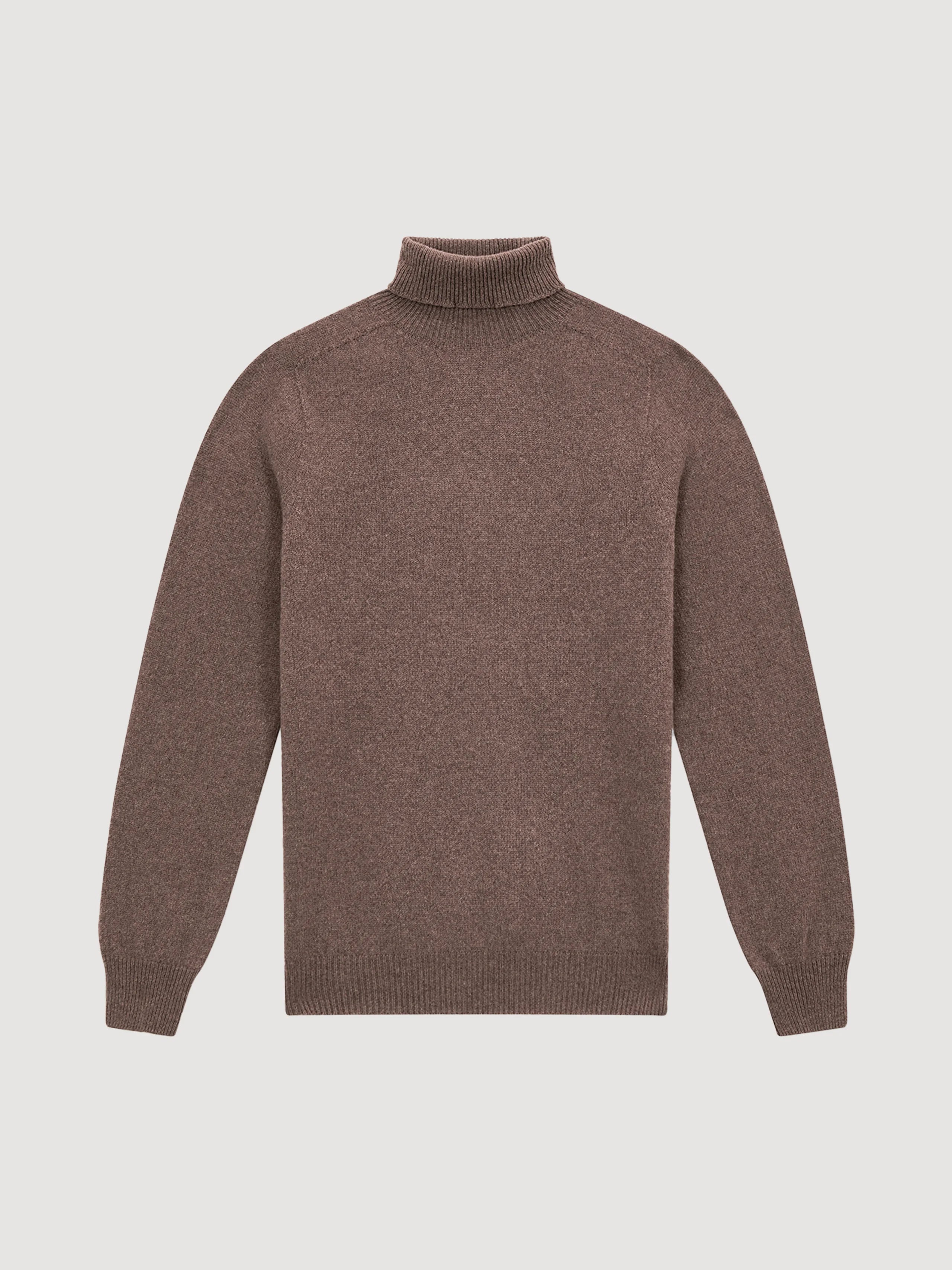 Camel Merino Cashmere Roll Neck Jumper