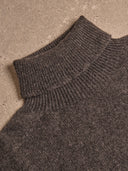 Grey Merino Wool and Cashmere Roll Neck Jumper