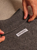 Grey Merino Wool and Cashmere Roll Neck Jumper