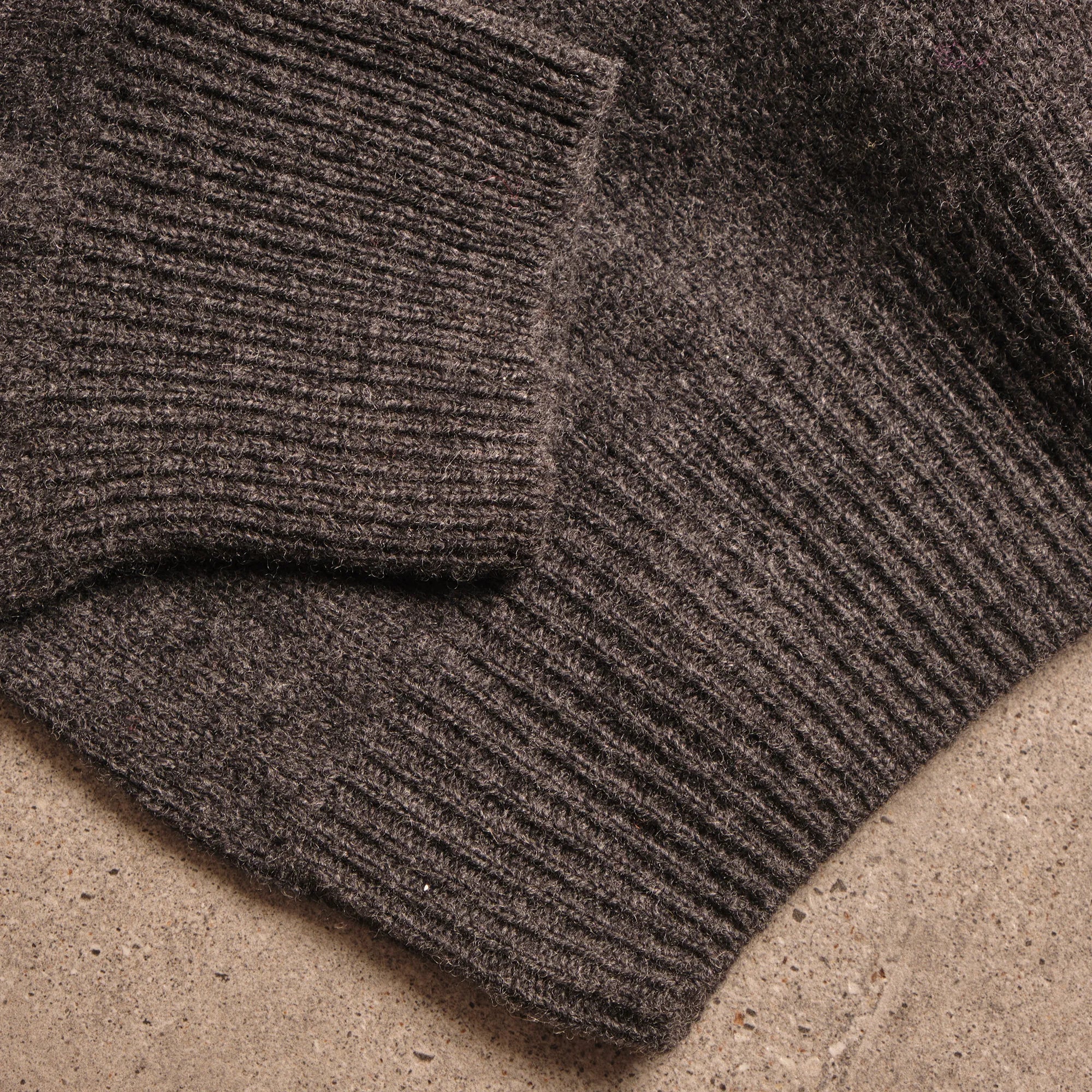 Grey Merino Wool and Cashmere Roll Neck Jumper