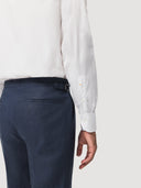 Navy Single Pleat Linen Tailored Trouser