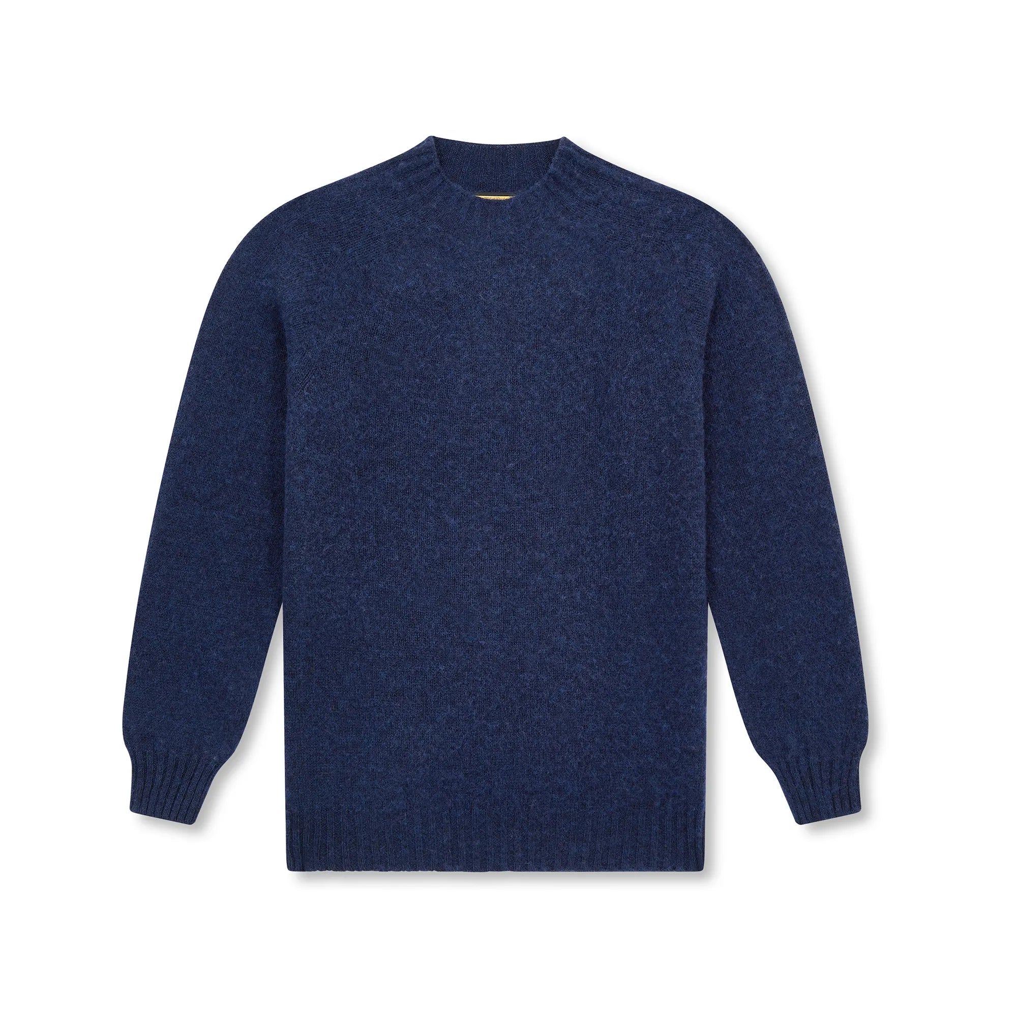 Royal Blue High Crewneck Brushed Shetland Crewneck Jumper