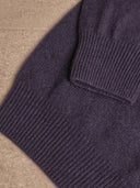 Navy Blue Merino Wool and Cashmere Roll Neck Jumper