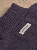 Navy Blue Merino Wool and Cashmere Roll Neck Jumper