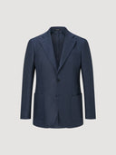 Navy Single Breasted Linen Tailored Jacket