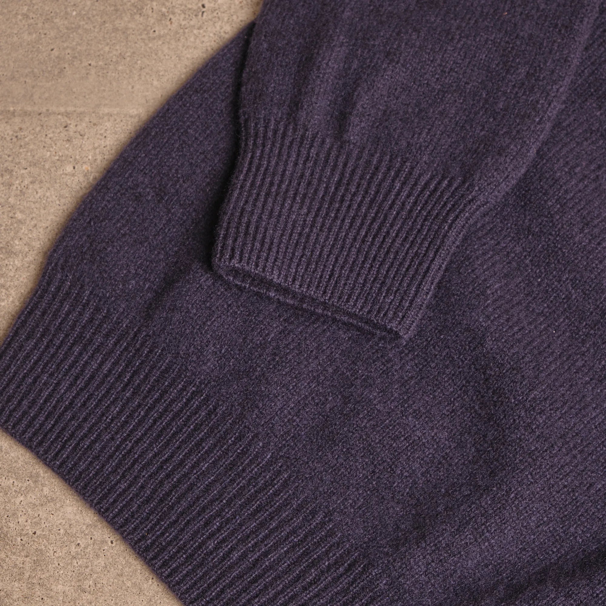 Navy Merino Wool and Cashmere Roll Neck Jumper