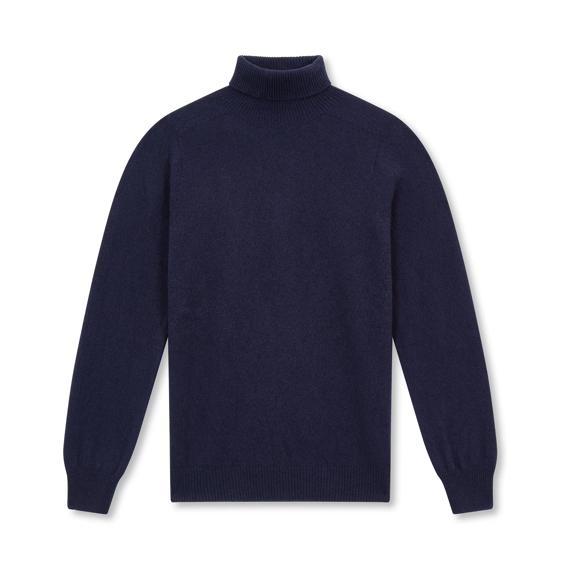 Navy Blue Merino Wool Cashmere Roll Neck Jumper