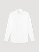 White Mandarin Collar Cotton Poplin Shirt
