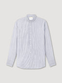 Navy & White Mandarin Collar Seersucker Shirt