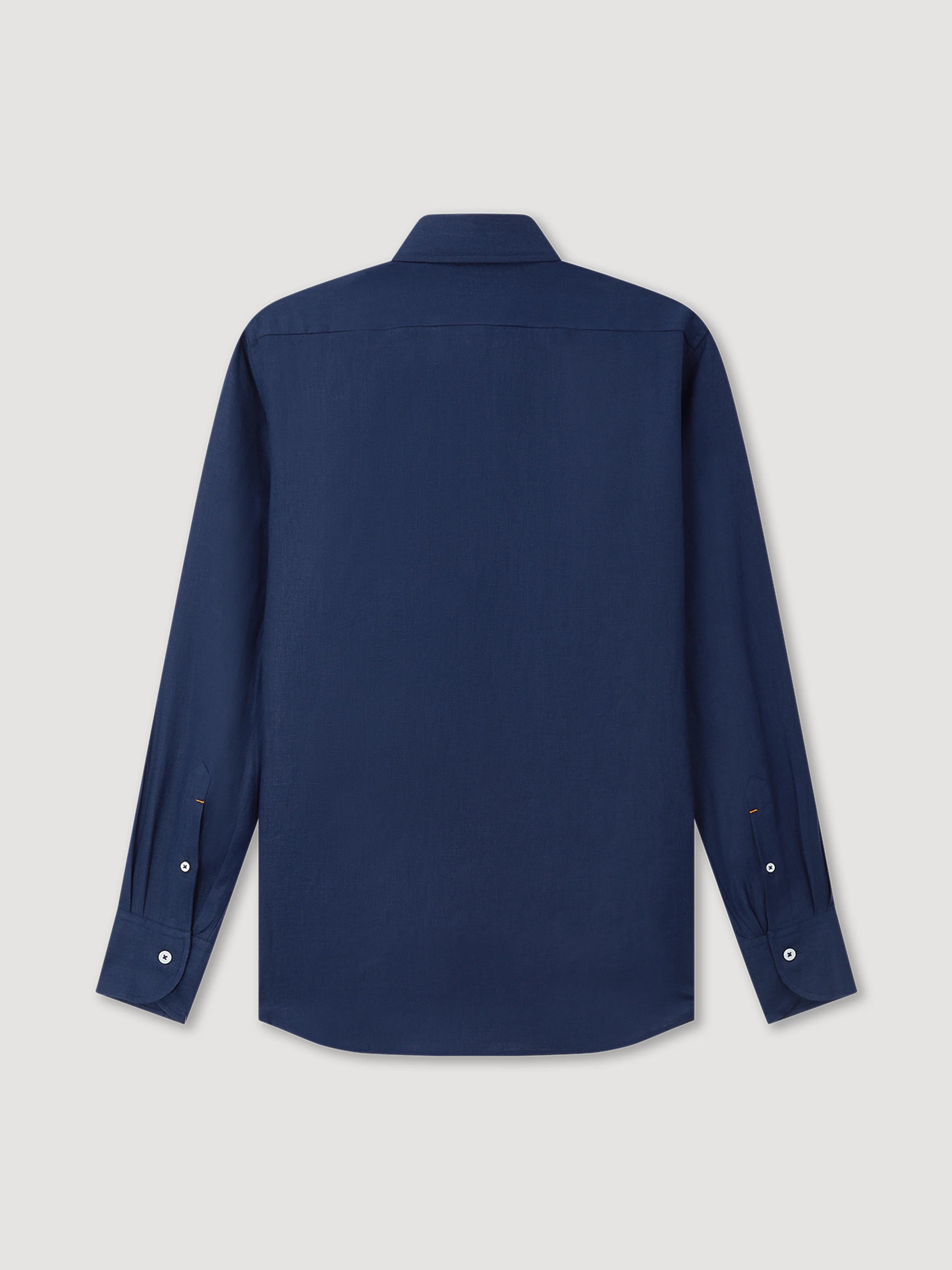 Navy Blue Linen Popover Shirt