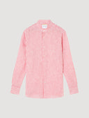 Red & White Stripe Mandarin Collar Linen Shirt