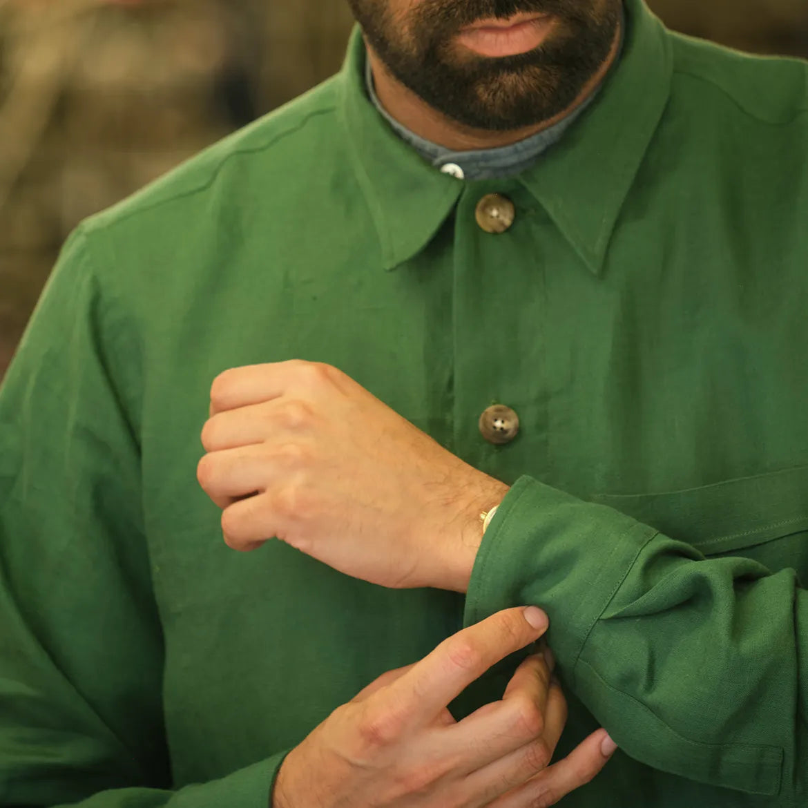 Coconut Residence | Green Plantain Linen Overshirt