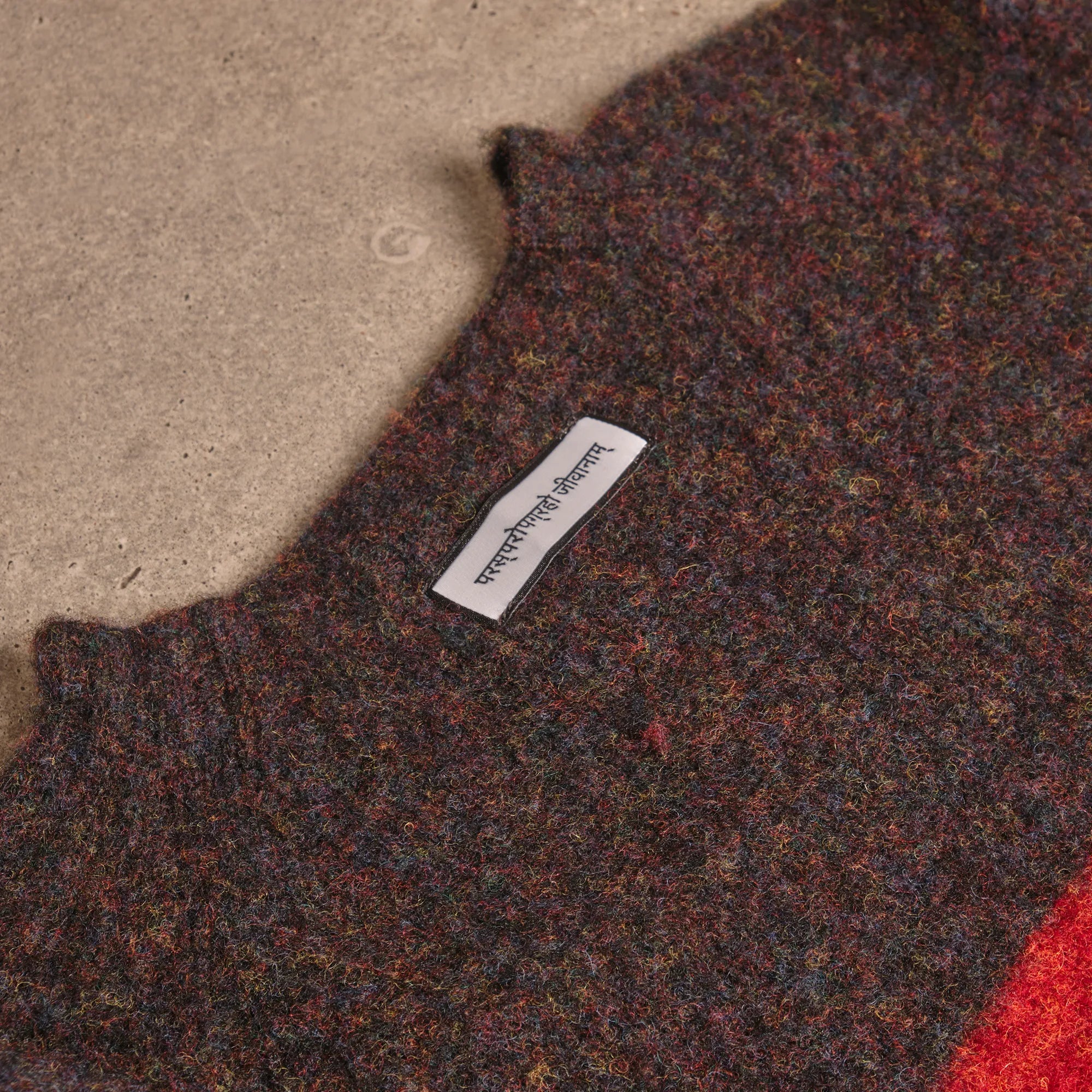 Toffee Stripe Brushed Shetland Crewneck Jumper