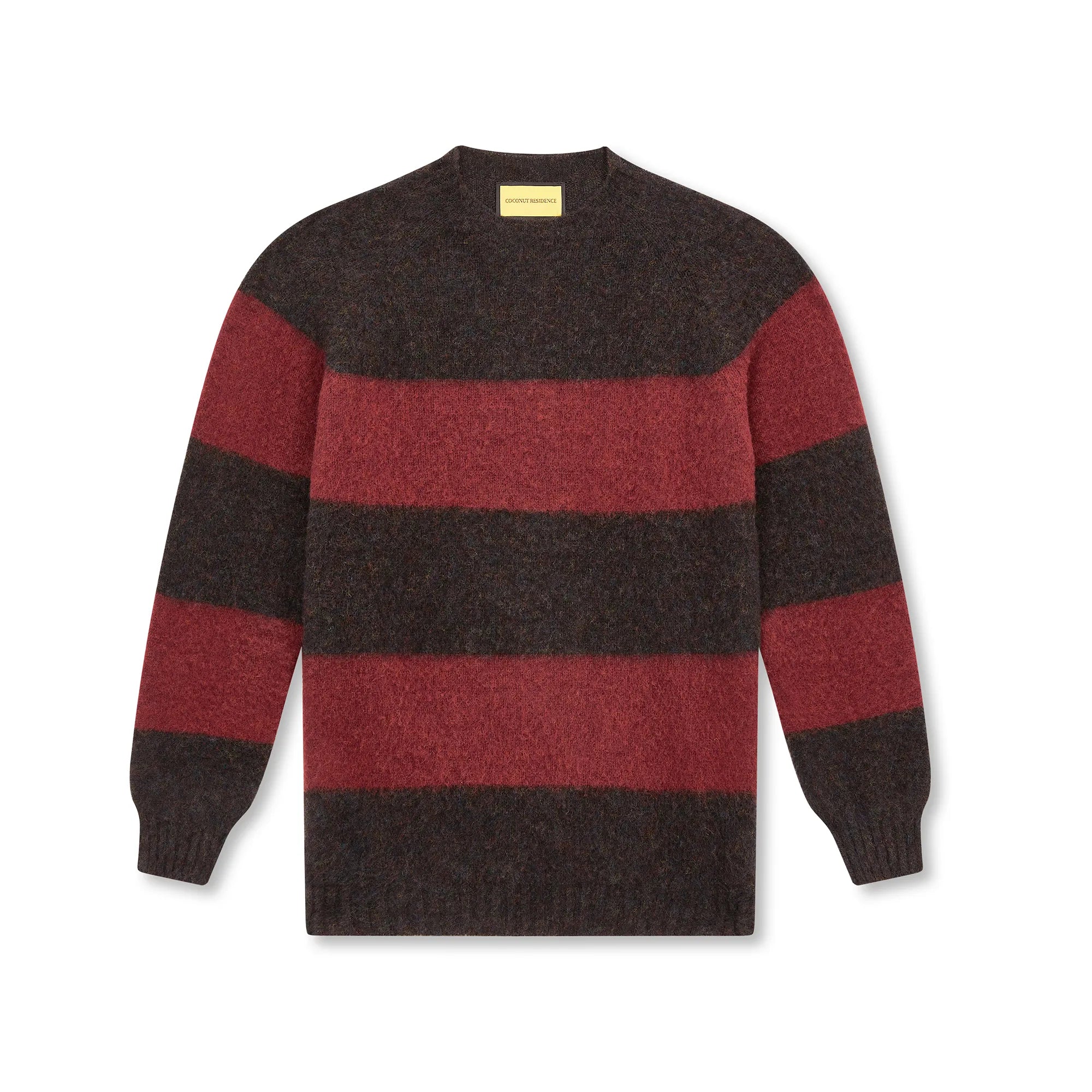 Toffee Stripe Brushed Shetland Crewneck Jumper