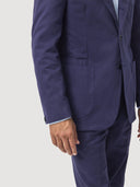 Blue Single Breasted Cotton Tailored Jacket