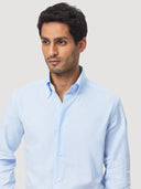 Blue & White Ticking Stripe Button Down Cotton Shirt
