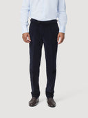 Navy Single Pleat Corduroy Tailored Trouser