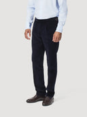 Navy Single Pleat Corduroy Tailored Trouser