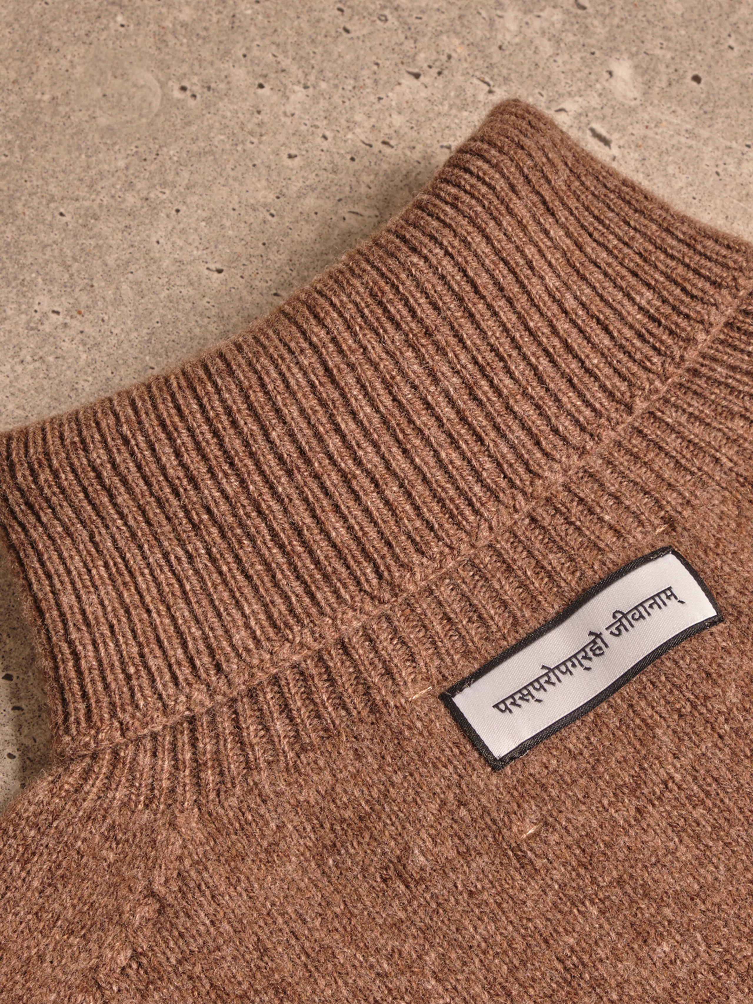Camel Merino Cashmere Roll Neck Jumper