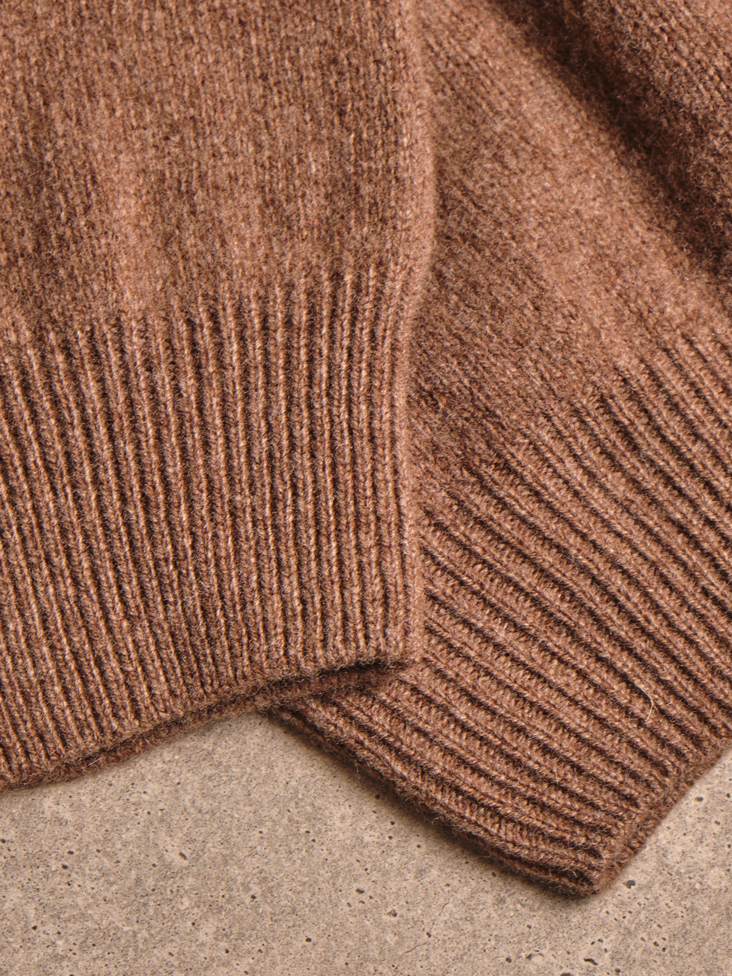 Camel Merino Cashmere Roll Neck Jumper