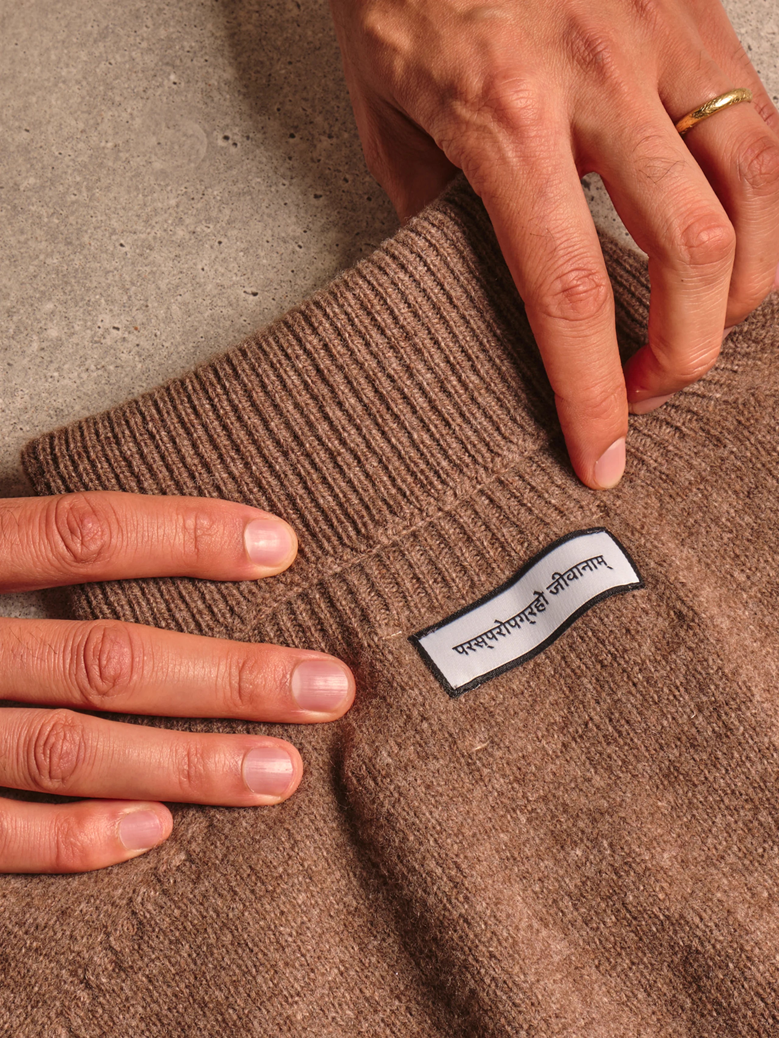 Camel Merino Cashmere Roll Neck Jumper