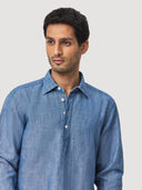 Chambray Blue Bleached Cotton Popover Shirt