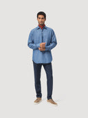 Chambray Blue Bleached Cotton Popover Shirt