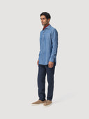Chambray Blue Bleached Cotton Popover Shirt