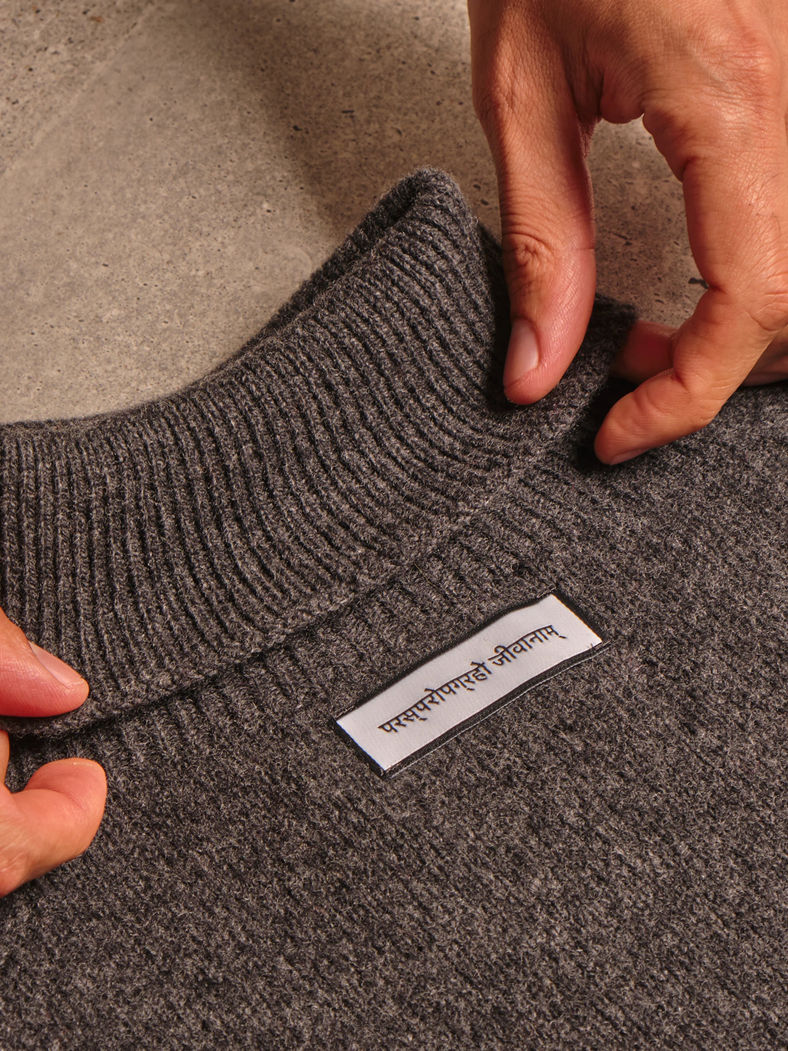 Charcoal Grey Merino Wool Cashmere Roll Neck Jumper