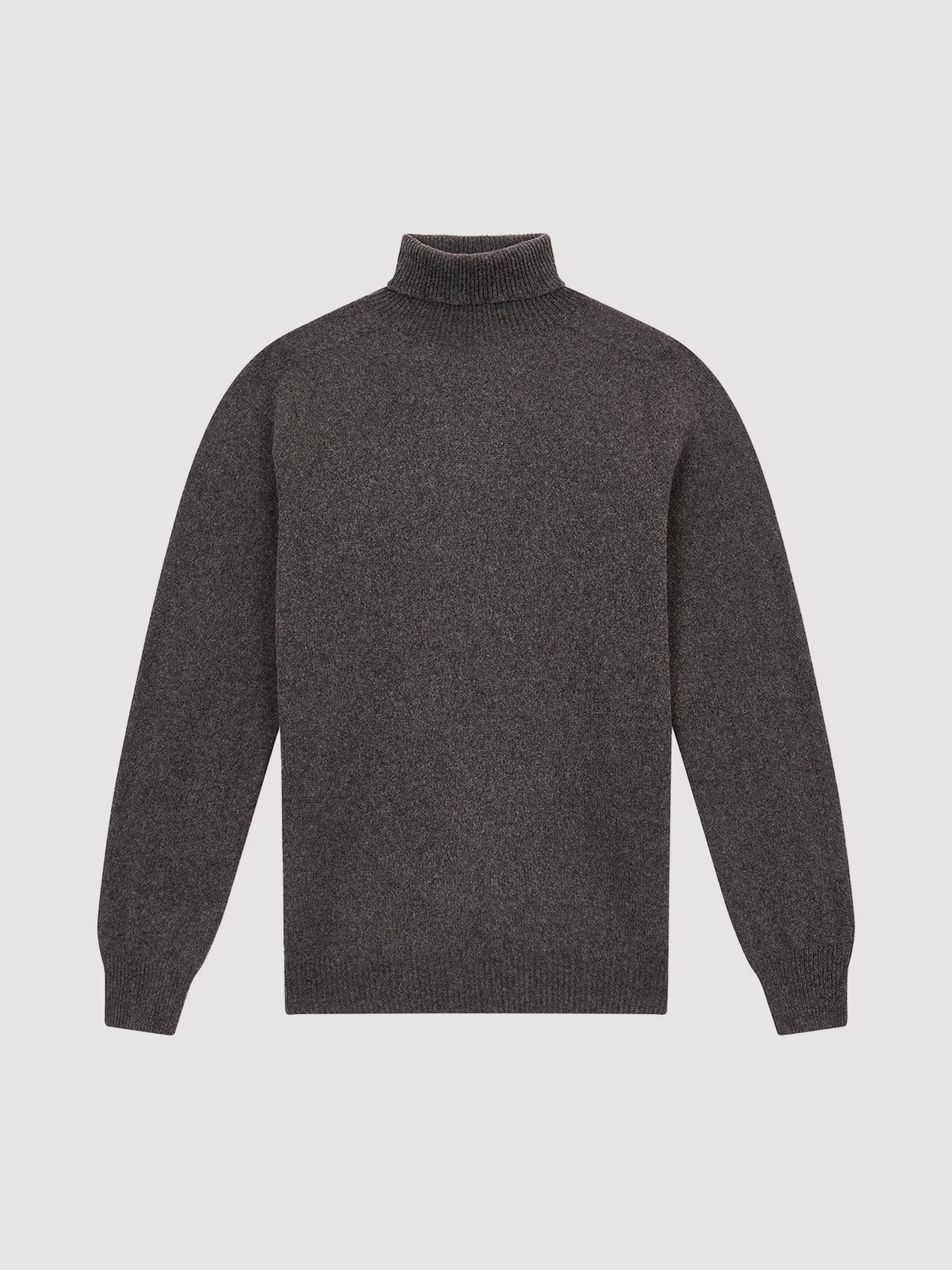 Charcoal Grey Merino Wool Cashmere Roll Neck Jumper