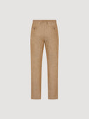 Dark Tan Linen Double Pleat Drawstring Trouser