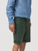 Emerald Green Single Pleat Linen Tailored Short