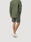Khaki Green Single Pleat Cotton Tailored Short