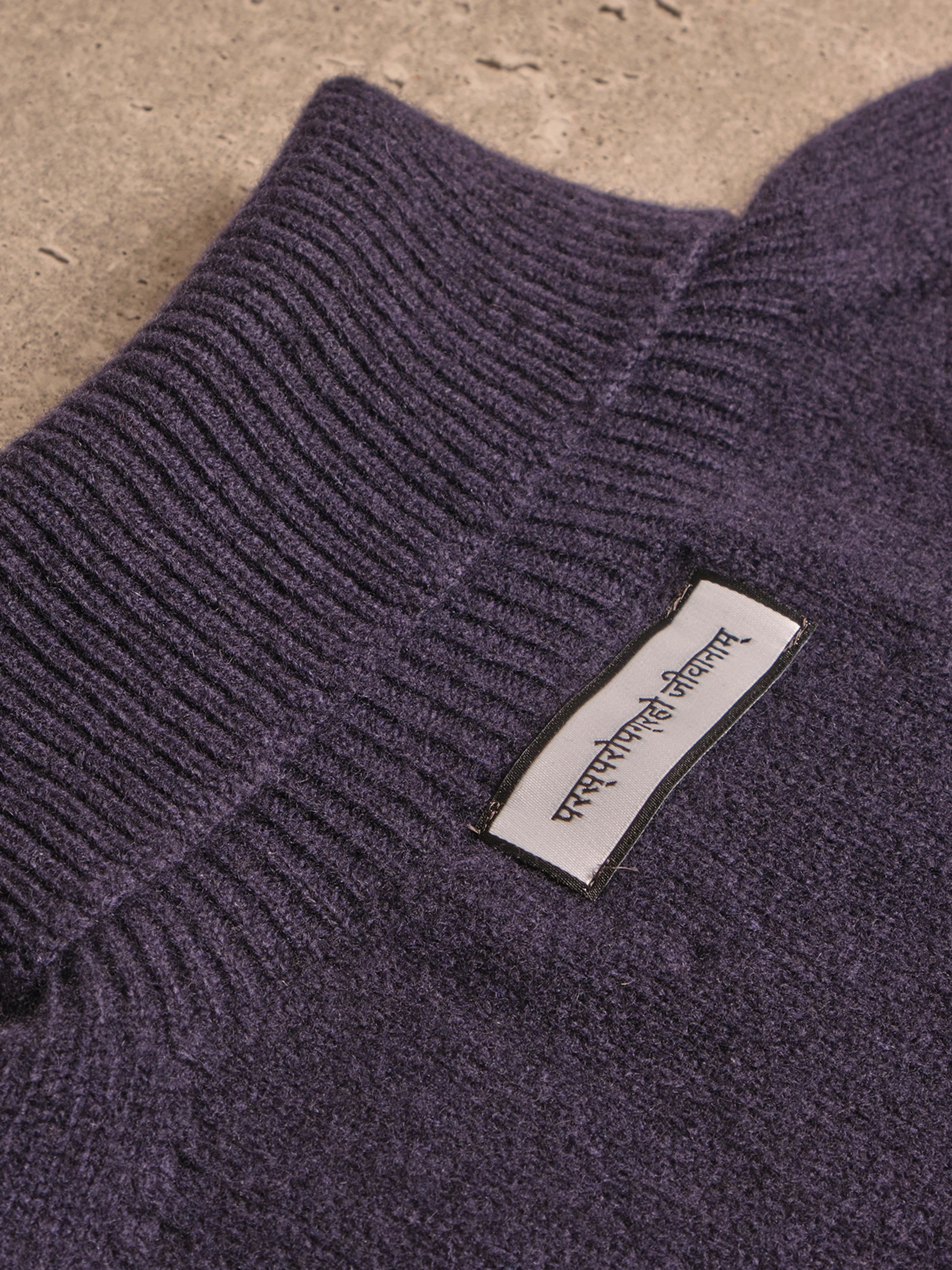 Navy Blue Merino Wool Cashmere Roll Neck Jumper
