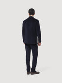 Navy Single Breasted Corduroy Tailored Jacket