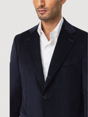 Navy Single Breasted Corduroy Tailored Jacket