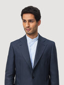Navy Single Breasted Linen Tailored Jacket