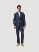 Navy Single Breasted Linen Tailored Jacket