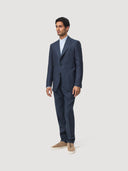 Navy Single Breasted Linen Tailored Jacket