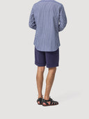 Navy Single Pleat Cotton Tailored Short