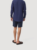 Navy Windowpane Check Single Pleat Cashmere Tailored Short