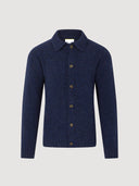 Dark Navy Fleck Lambswool Collared Cardigan