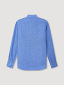 Cobalt Blue Mandarin Collar Linen Shirt