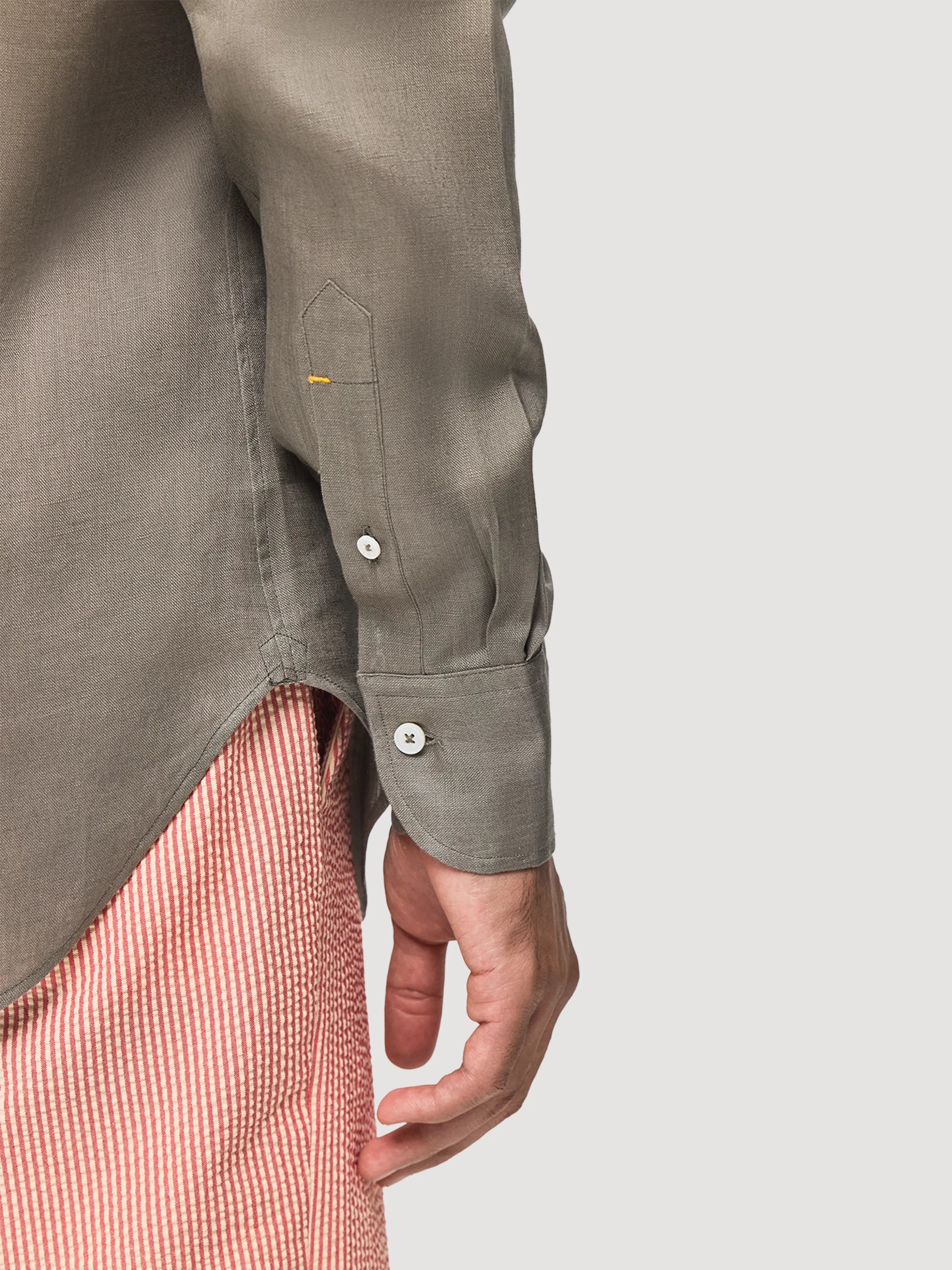 Khaki Linen Grandad Shirt